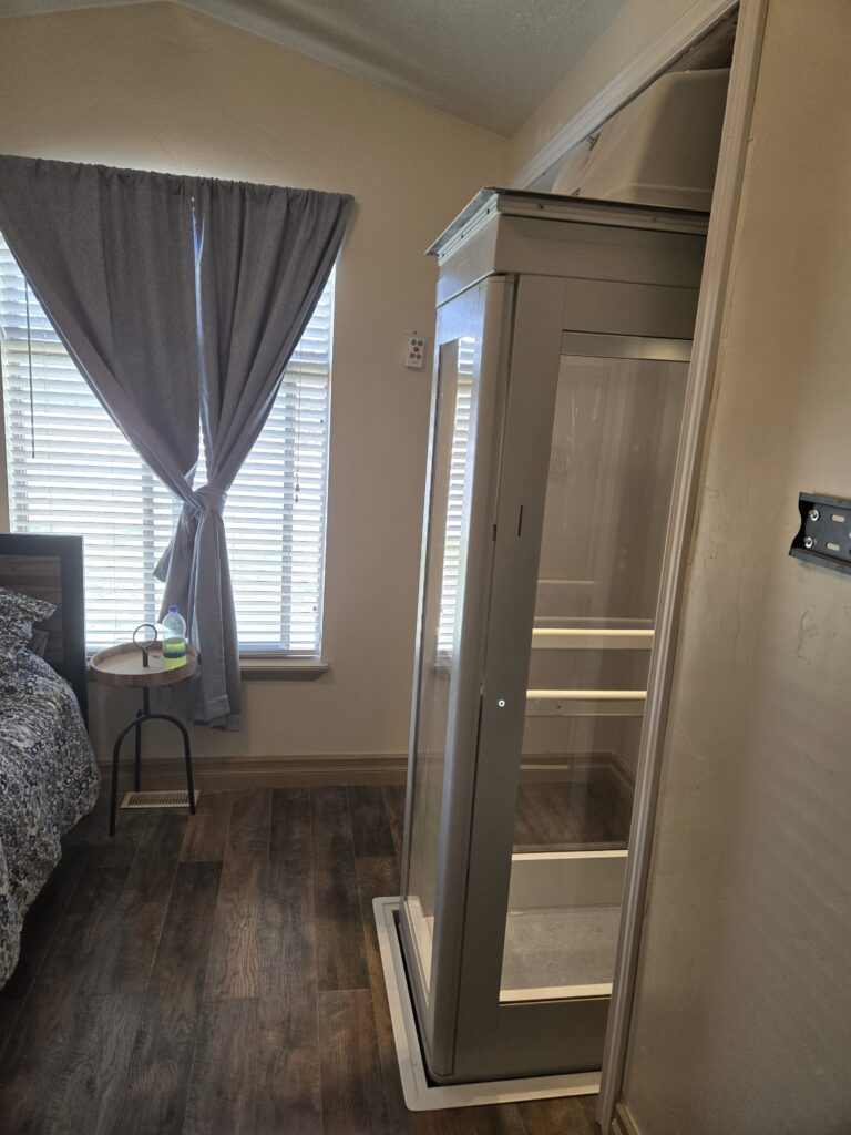 Residential elevator installed in Tooele, Utah by Olympus Stairlifts.