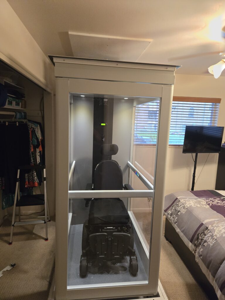 Residential elevator installed in Sandy, Utah by Olympus Stairlifts.